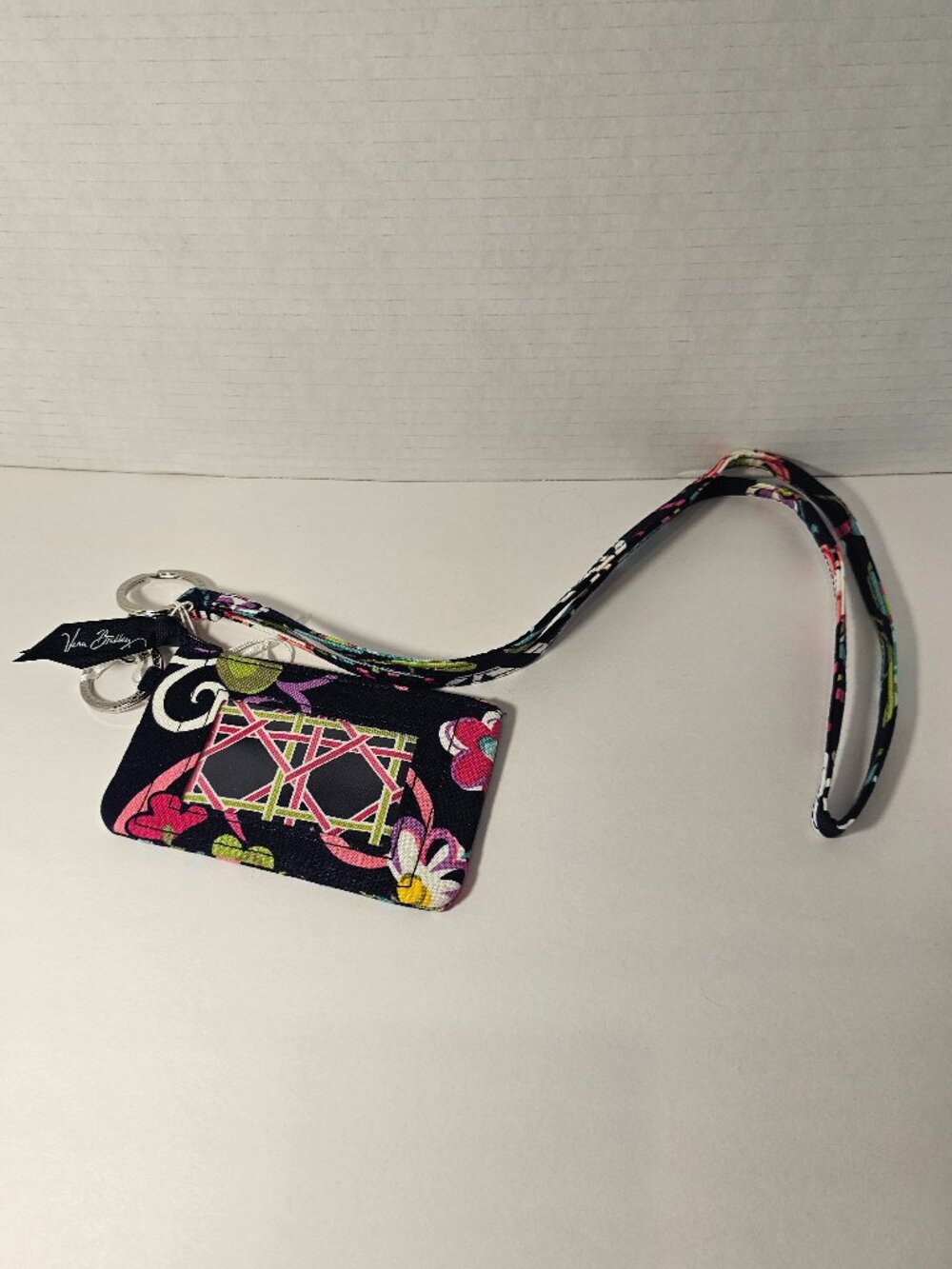 NWT Vera Bradley Zip ID Case Lanyard Ribbons Wallet Bag Keychain Purse Original